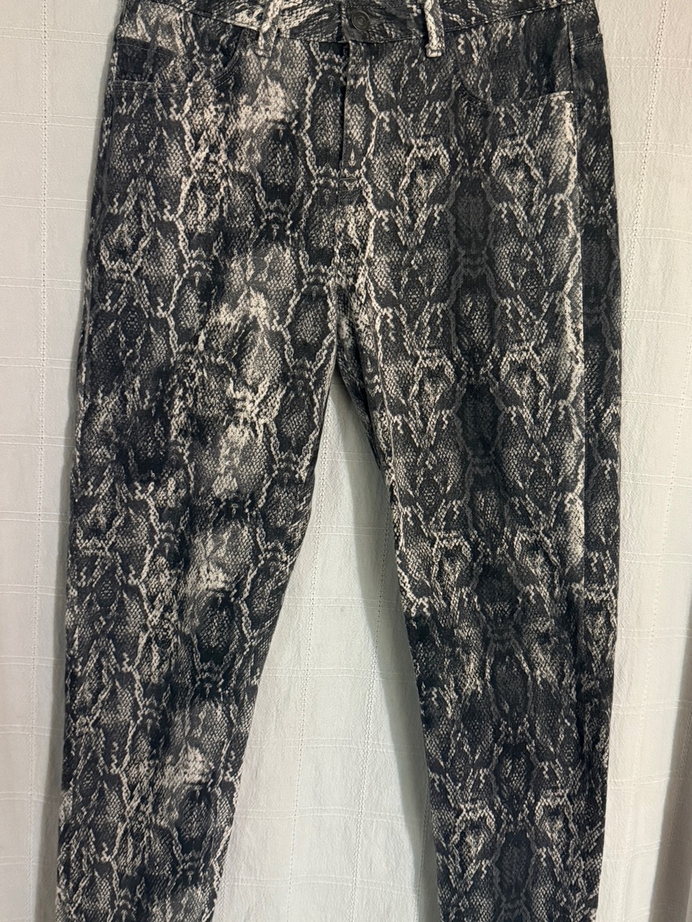 Zara Black and White Snake-Print Skinny Jeans